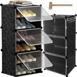 Meuble à chaussures modulaire à 6 niveaux avec portes et porte-manteau