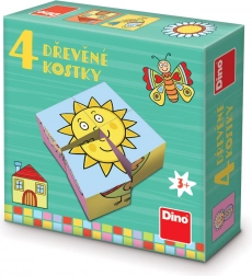 Dino cubes en bois pour les tout-petits 4 pcs