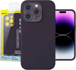 Coque en silicone Baseus pour iPhone 14 Pro avec verre trempé et kit de nettoyage