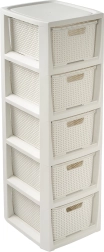 Étagère de rangement effet rotin avec 5 tiroirs 80 cm