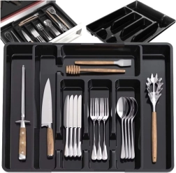 Organisateur extensible en plastique pour couverts, à placer dans le tiroir de cuisine