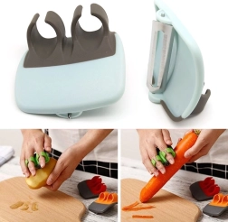 Éplucheur de légumes et fruits avec poignées - noir et bleu