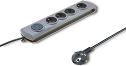 Multiprise parafoudre Quick Switch, 4 prises, 1,5 m, gris