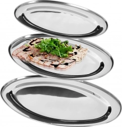 Plateaux de service ovales en acier, ensemble de 3 pièces