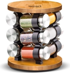 Ensemble de pots à épices en verre LT7051 12 pièces + support