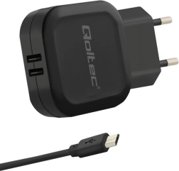 Chargeur secteur 17W, 5V, 3,4A, 2xUSB avec câble Micro USB