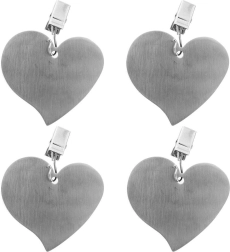 Clips de nappe en acier en forme de cœur, lot de 4 pièces