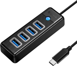 Hub Orico USB‑C avec 4× USB 3.0, 5 Gbps, 0,15 m, noir
