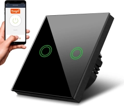 Interrupteur tactile double Wi‑Fi SMART MCE714B noir
