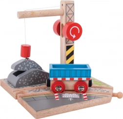 Grue en bois avec wagon Bigjigs Rail pour enfants