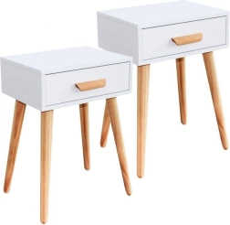 Set de 2 tables de chevet ModernHome – tables scandinaves blanches avec tiroir