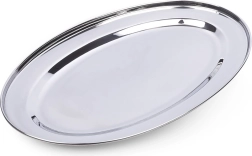 Plateau de service ovale en acier inoxydable 39 × 26 cm