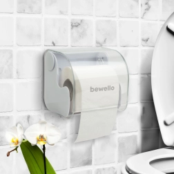 Support mural pour papier toilette avec couvercle blanc