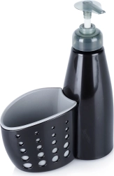 Distributeur de liquide vaisselle avec compartiment pour éponge, noir, 370 ml