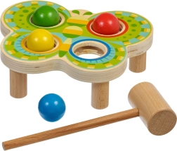 Marteau en bois Papillon avec 4 boules colorées