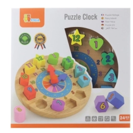 Horloge d’insertion en bois pour enfants