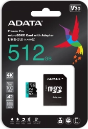 Carte mémoire microSD Premier Pro 512 Go avec adaptateur