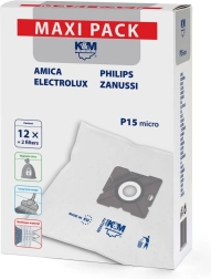 Sacs synthétiques pour aspirateur P15/Maxi – 12 pièces + 2 filtres