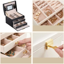 Coffret multi-niveaux LELANI, écrin à bijoux premium - noir