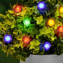 Guirlande lumineuse LED solaire avec fleurs, 2,3 m, 20 LED colorées