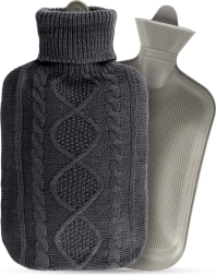 Bouillotte avec housse tricotée grise 2 l