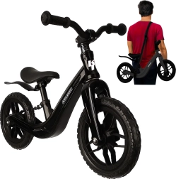 Draisienne Kruzzel noire 12" avec sangle de transport à l’épaule