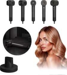 Sèche-cheveux multifonction 5‑en‑1 avec ionisation, noir