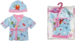 Peignoir bleu avec bonnet pour poupées 40-45 cm