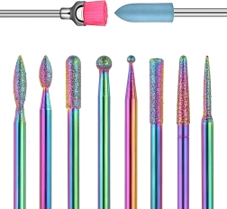 Set de fraises diamant et céramique pour ongles et cuticules, 10 pcs avec étui