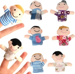 Marionnettes à doigts en tissu famille - set de 6 pièces