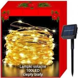 Guirlande de Noël solaire à fil 100 LED – Chaud