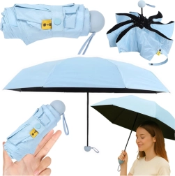 Parapluie pliant compact avec protection UV UPF 50+ 90 cm – bleu, avec étui