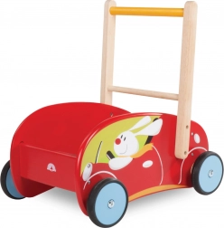 Chariot de marche en bois pour enfants en forme de voiture rouge