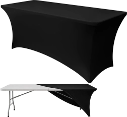Housse extensible élastique pour table de banquet RUHHY 180 × 75 × 75 cm noire - 1 pièce
