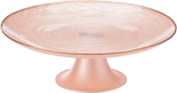 Plateau à gâteau en verre sur pied rose nacré 21 cm