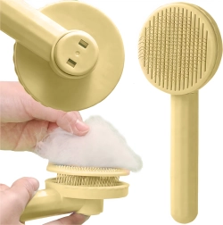 Brosse autonettoyante pour chiens et chats avec poignée ergonomique