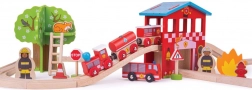 BIGJIGS RAIL circuit de train en bois – caserne de pompiers