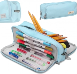 Trousse scolaire à trois compartiments 3‑en‑1 – Bleu