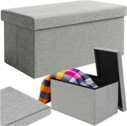 Pouf pliable avec espace de rangement Ruhhy 76 × 38 × 38 cm gris