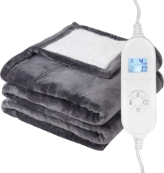 Couverture électrique réversible 160 × 180 cm avec télécommande et réglage de la température