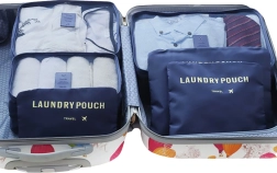 Set d’organisateurs de voyage pour valise et armoire (6 pièces) – bleu foncé