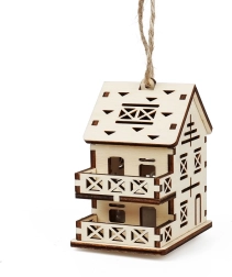 La magie du bois maison moyenne – villa avec balcons et bougie LED