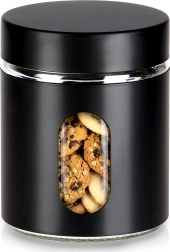 Bocal en verre pour aliments secs avec couvercle à vis noir 650 ml