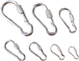Mousqueton en acier avec écrou de sécurité 100 mm, galvanisé, 350 kg (lot de 5)