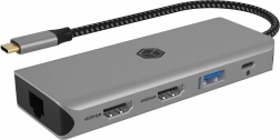 Station d’accueil USB‑C 9‑en‑1 avec 2× HDMI 4K/60 Hz, 3× USB, Power Delivery 100 W, LAN Gigabit et lecteur de cartes