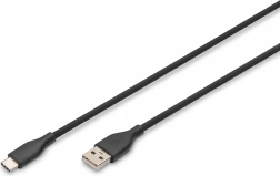Câble de connexion en silicone USB-A - USB-C, USB 2.0, 60 W, 1 m noir