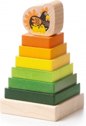 Pyramide colorée en bois avec petite poule CUBIKA – 8 pièces