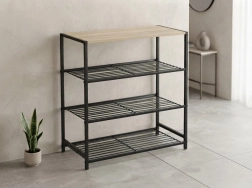 Étagère à 4 niveaux 60 × 30 × 63,5 cm, noire avec plateau clair