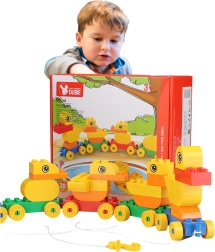 jeu de construction famille de canards à tirer (28 pièces)