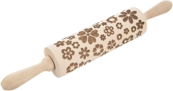 Rouleau à pâtisserie en bois embossé à motif floral 39 cm